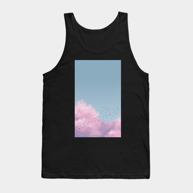 Soft Pink Clouds Tank Top by lindepet
